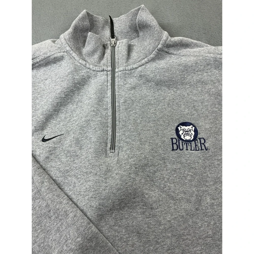 Butler Bulldogs Sweatshirt‎ Mens XL Gray NCAA Basketball Nike Quarter Zip 90s
